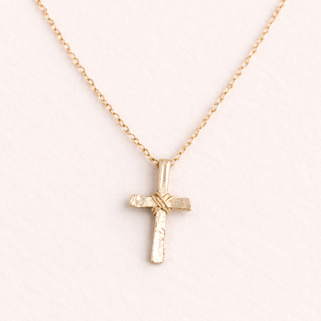 Minimalist Hammered Cross Necklace – Dainty Faith-Based Jewelry