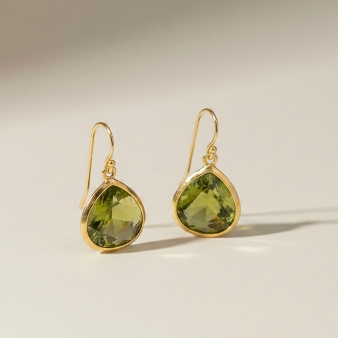 Teardrop Gemstone Earrings – Dainty Gold/Silver Earrings in Multiple Colors