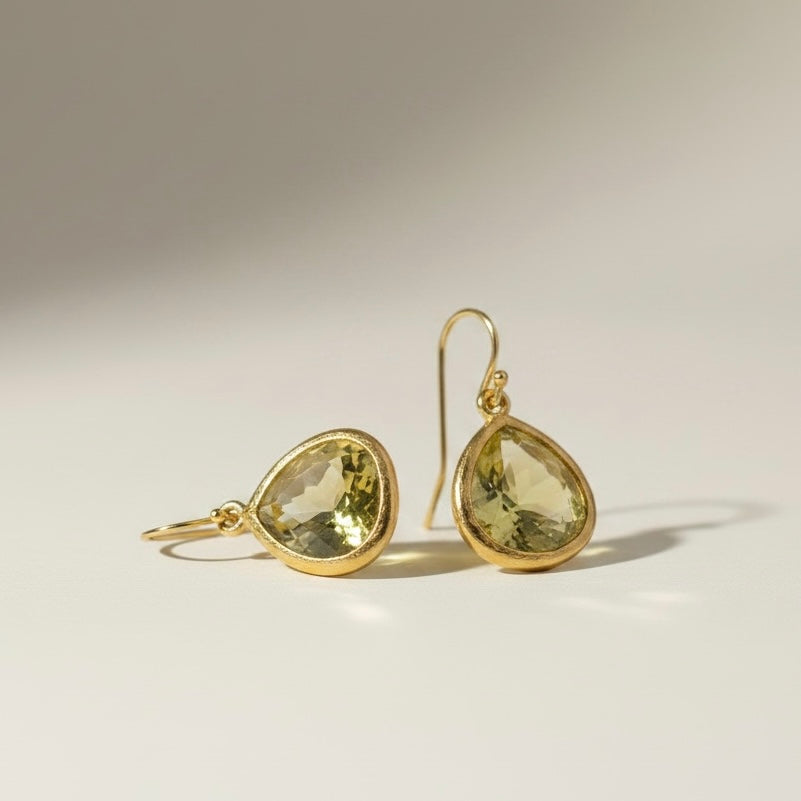 Teardrop Gemstone Earrings – Dainty Gold/Silver Earrings in Multiple Colors