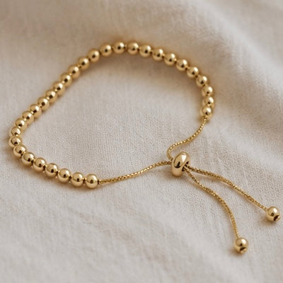 Gold Beaded Slider Bracelet – Adjustable Everyday Jewelry