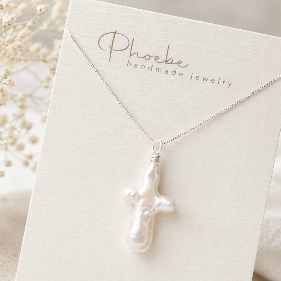 Freshwater Pearl Cross Necklace – Dainty Faith-Based Jewelry for Everyday Wear