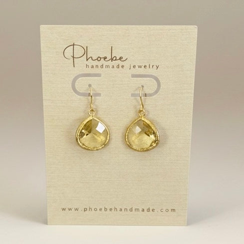 Teardrop Gemstone Earrings – Dainty Gold/Silver Earrings in Multiple Colors