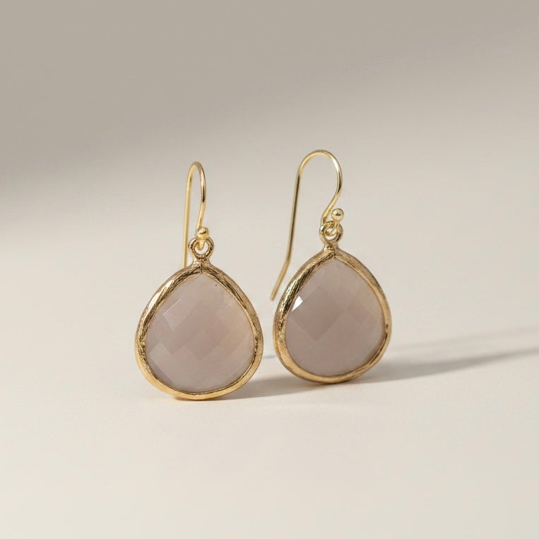 Teardrop Gemstone Earrings – Dainty Gold/Silver Earrings in Multiple Colors