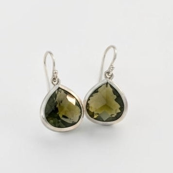 Teardrop Gemstone Earrings – Dainty Gold/Silver Earrings in Multiple Colors