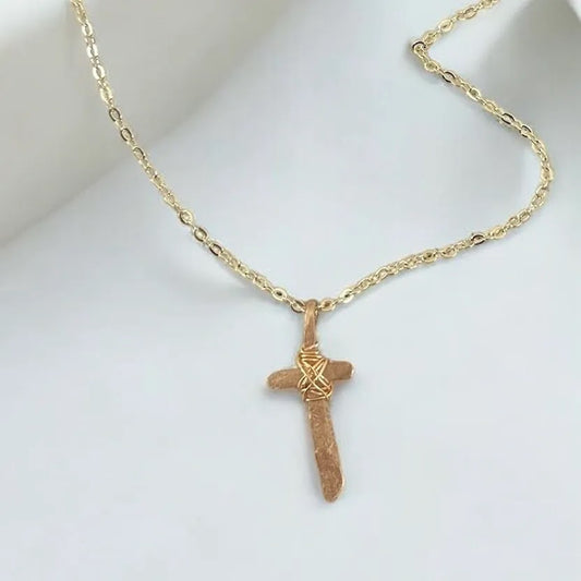 Hammered Cross Necklace