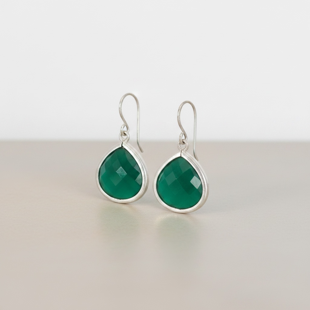 Teardrop Gemstone Earrings – Dainty Gold/Silver Earrings in Multiple Colors